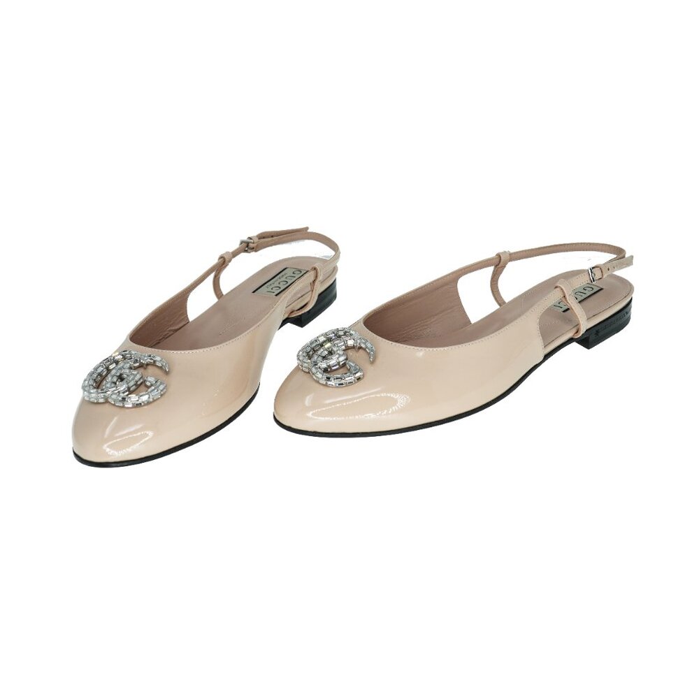 Gucci Crystal GG Leather Slingback Flats - Picture 2 of 7